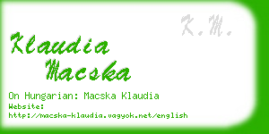 klaudia macska business card
